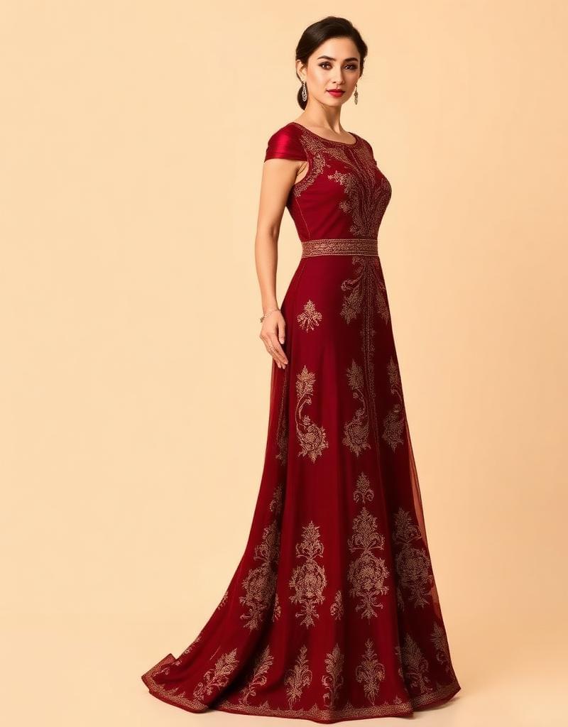 Royal Wine Anarkali Gown