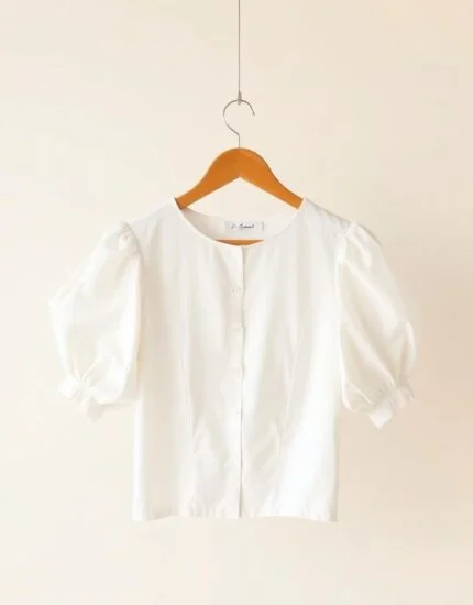 Puff Sleeve White Top